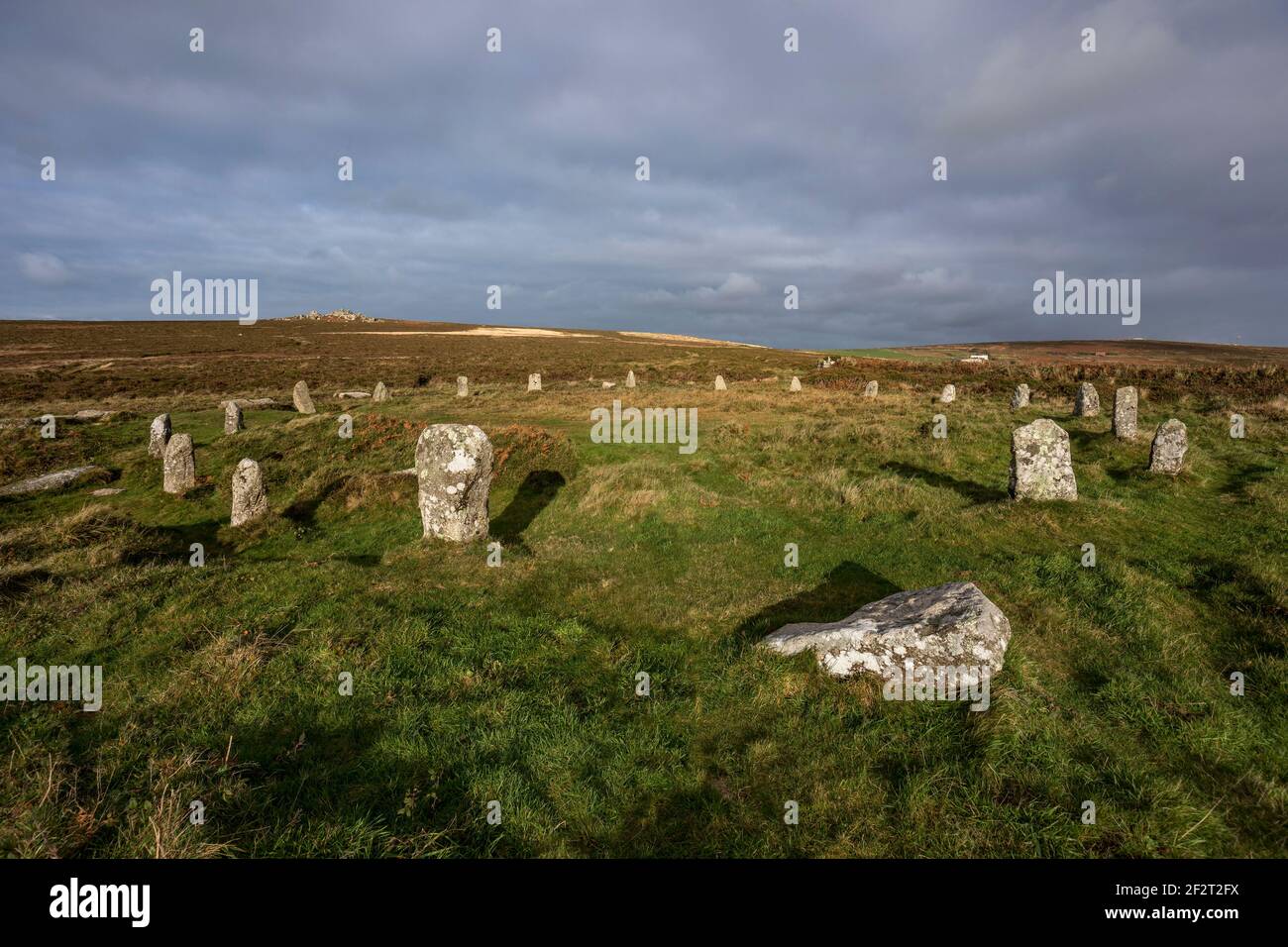 Tregeseal East Stone Circle; St Just; Cornwall; Regno Unito Foto Stock