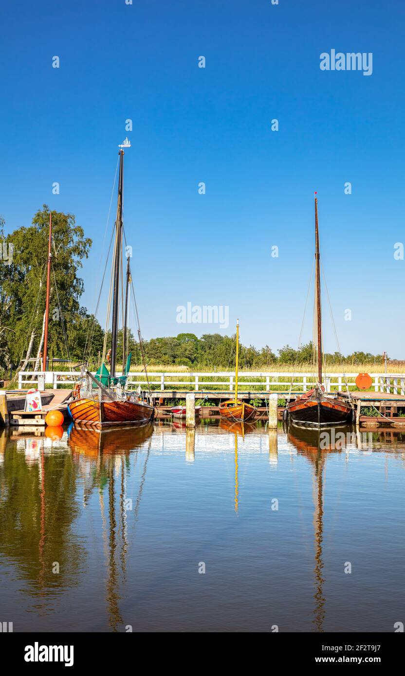 barche a vela e altre piccole navi sul bodden a darß, zingst, germania Foto Stock