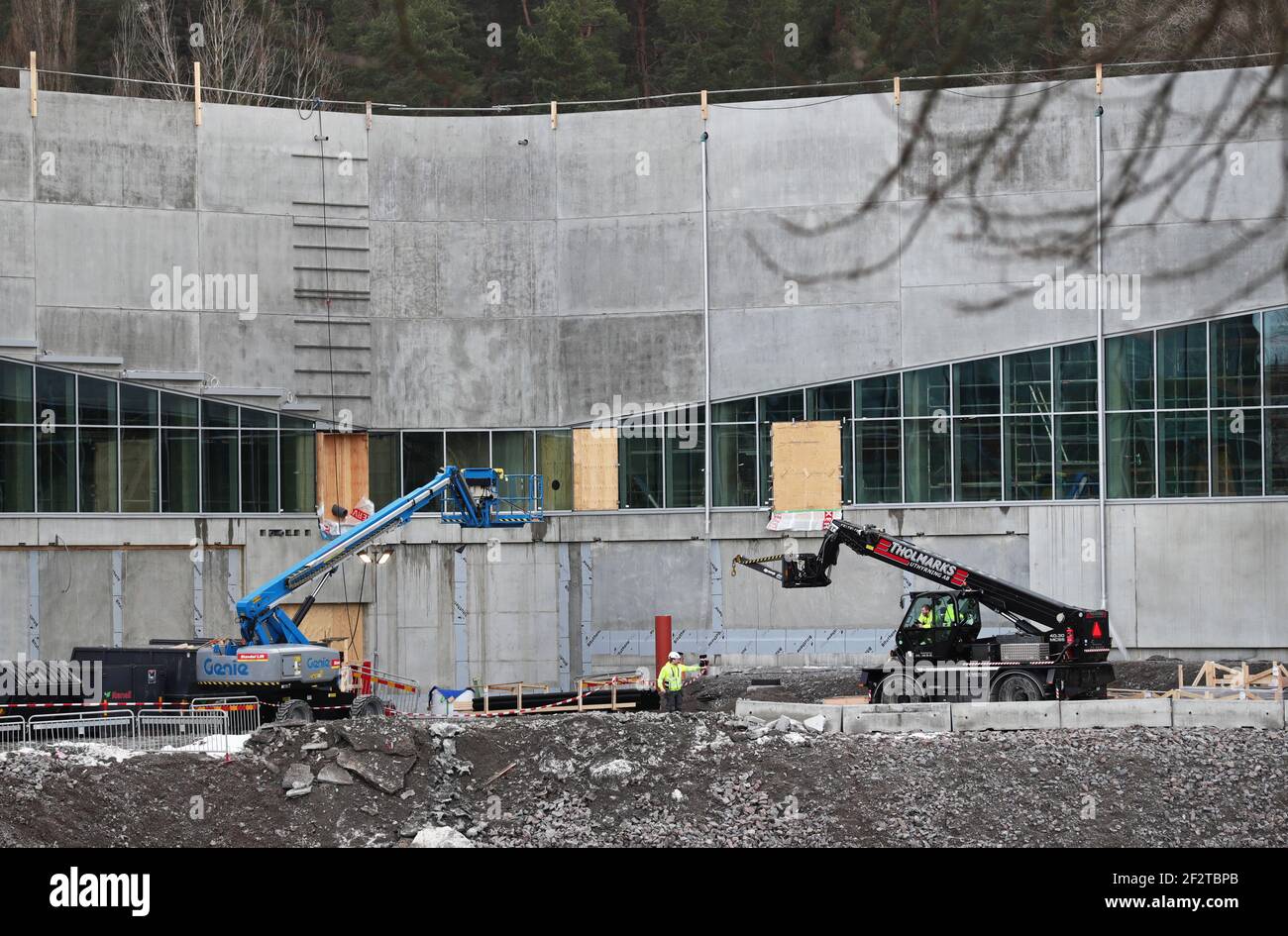 Linköping, SVEZIA - 25 FEBBRAIO 2021: Costruzione della nuova piscina di Linköping. Foto Stock