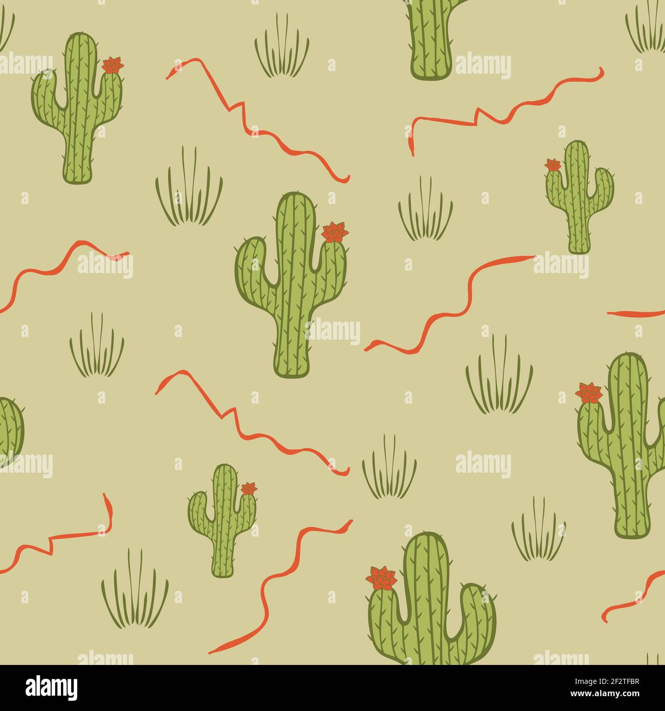 Pattern vettoriale senza giunture con cactus su sfondo grigio pietra. Semplice cartoon deserto pianta disegno carta da parati. Illustrazione Vettoriale
