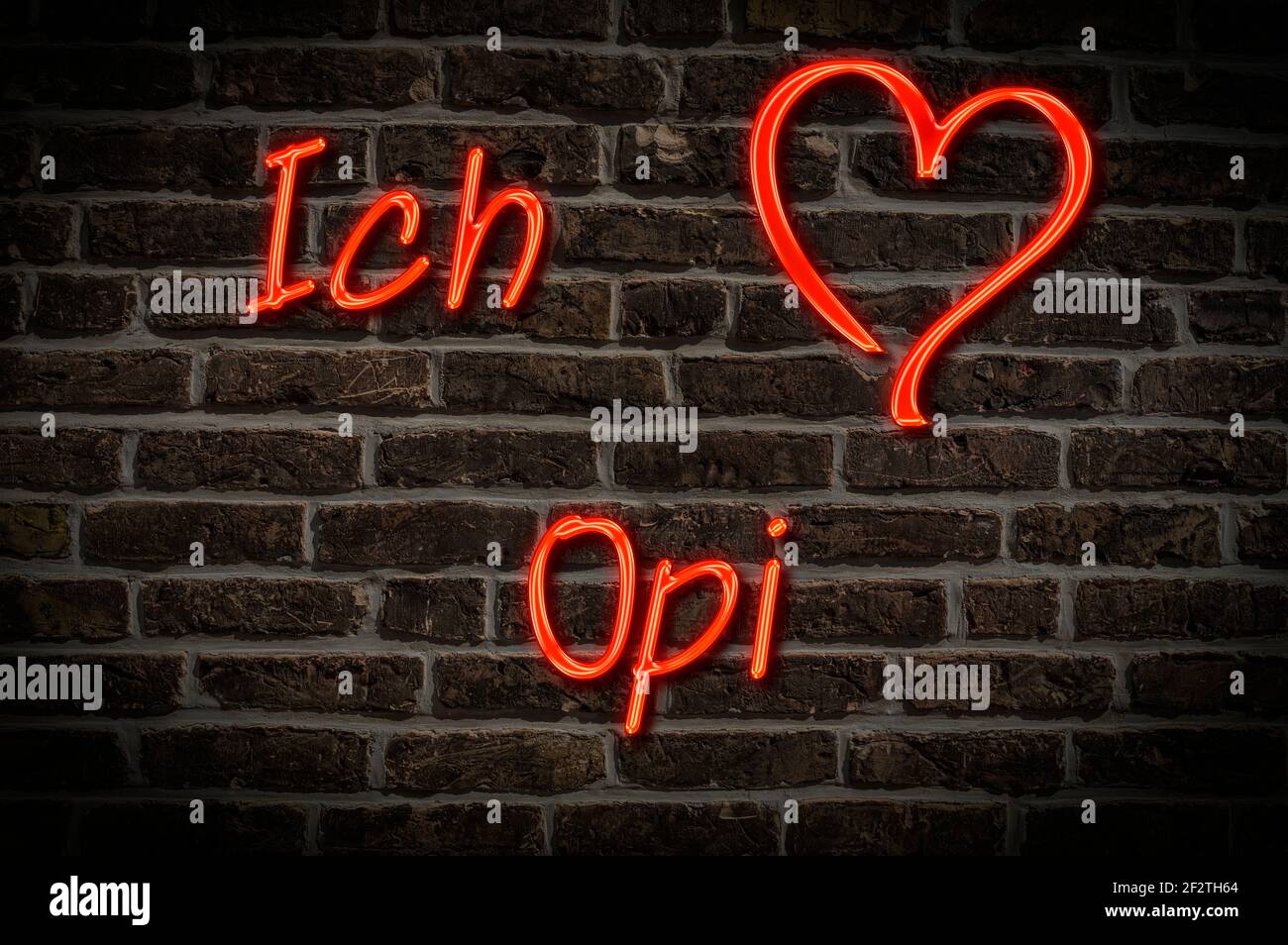 Leuchtreklame, Ich liebe Opi | Pubblicità illuminata, Ich liebe Opi (i love nonno) Foto Stock