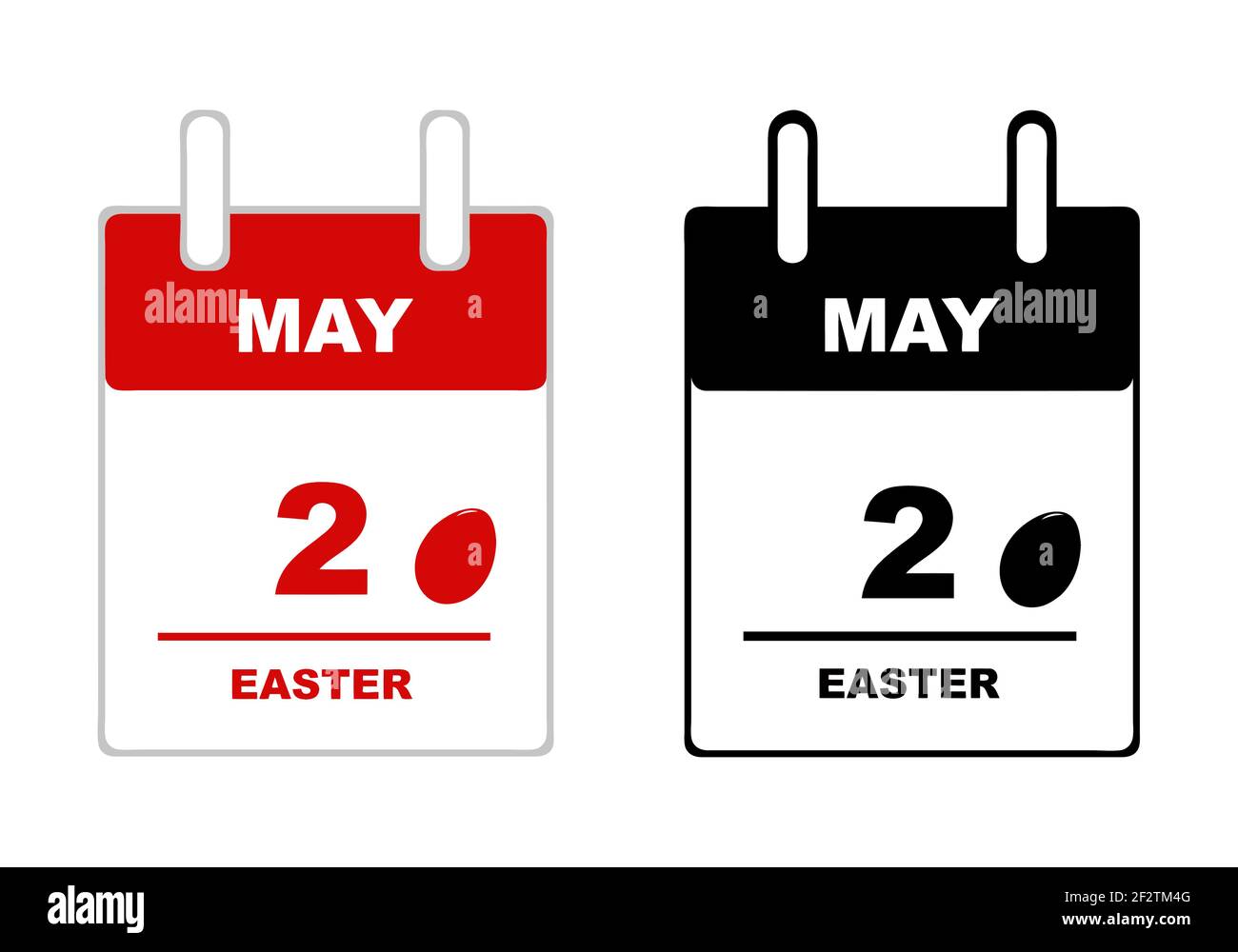 Calendario di Pasqua 2021 isolato su bianco Illustrazione Vettoriale