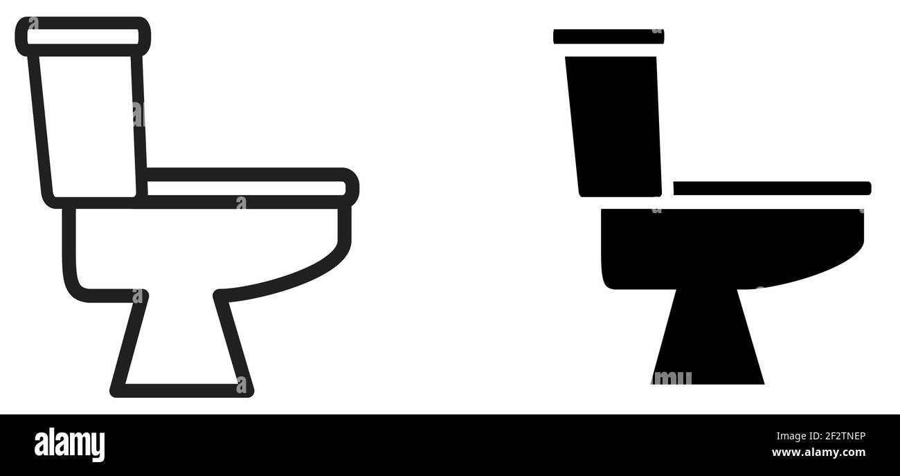 Semplice icona della ciotola del water, versione in bianco e nero Illustrazione Vettoriale