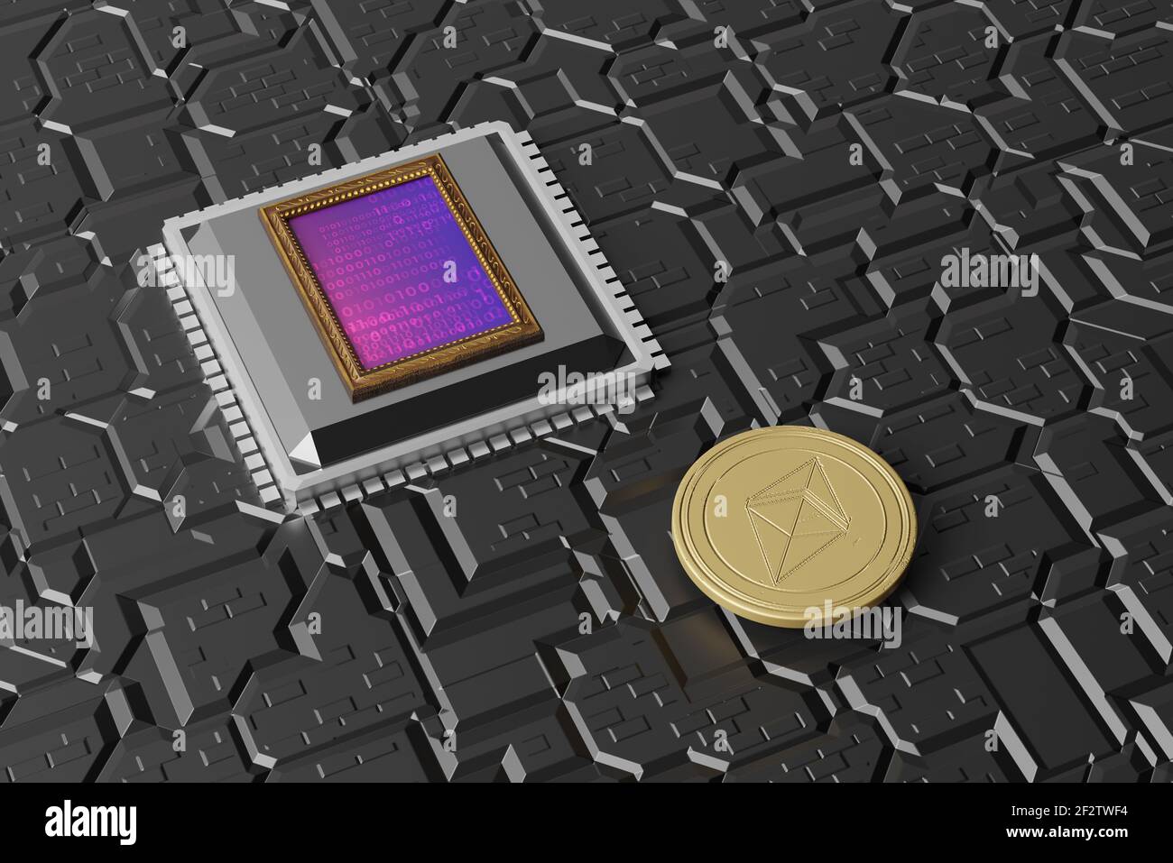 Gettoni non fungibili NFT criptovaluta art. Paga per i collectibles unici nei giochi o art. 3d render NFT criptovaluta art concetto collectibles Foto Stock