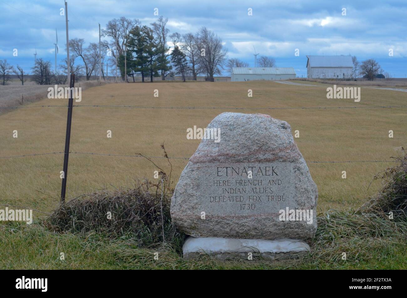 Campo di battaglia degli alleati francesi e indiani contro la tribù Fox Foto Stock