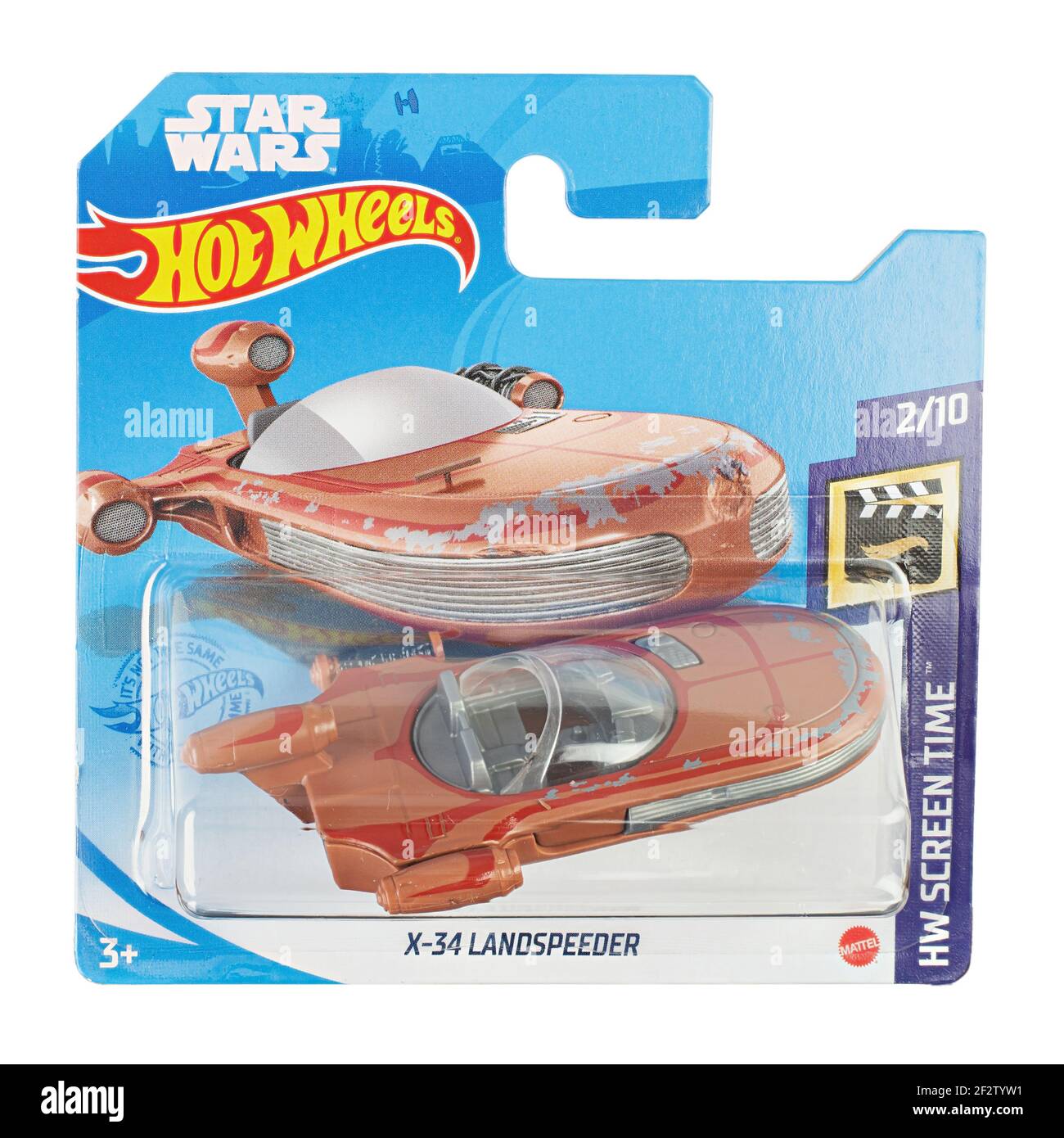Ucraina, Kiev - Febbraio 09. 2021: Auto giocattolo hot wheels x-34 landspeeder 8 primo piano immagine. Star WarsHot. Wheels è una macchina giocattolo in scala pressofusa di Ameri Foto Stock