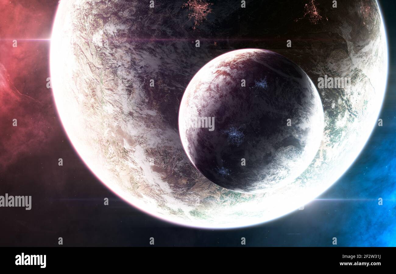 Bellissimo paesaggio cosmico. Pianeti nello spazio profondo Foto Stock