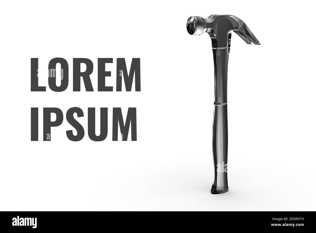 Martello blu transperente su sfondo blu. Posiziona per i texs. Rendering 3D Foto Stock