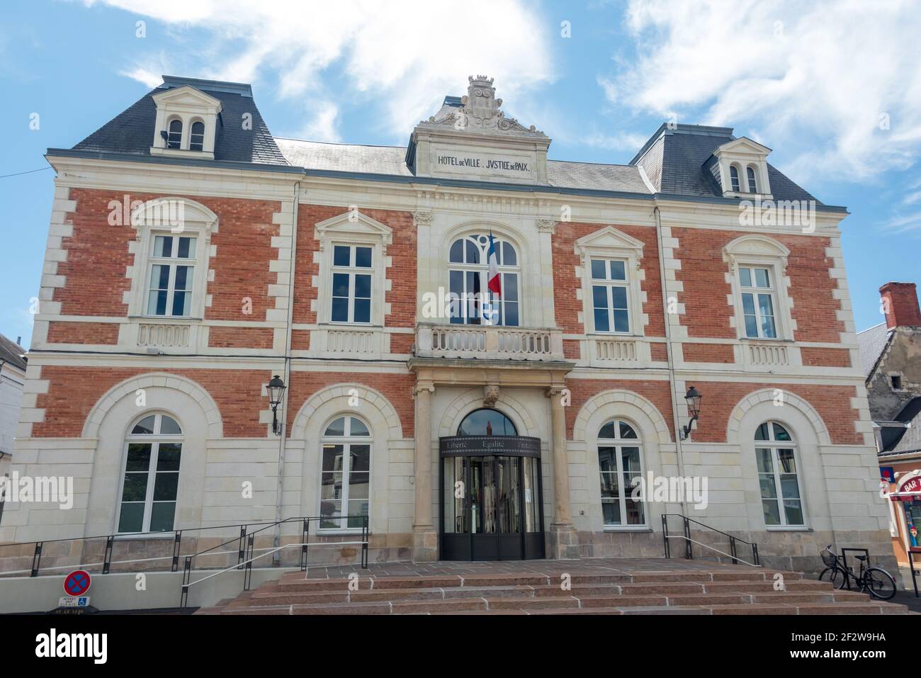 Il municipio a le Lude nella Loira, Francia Foto Stock