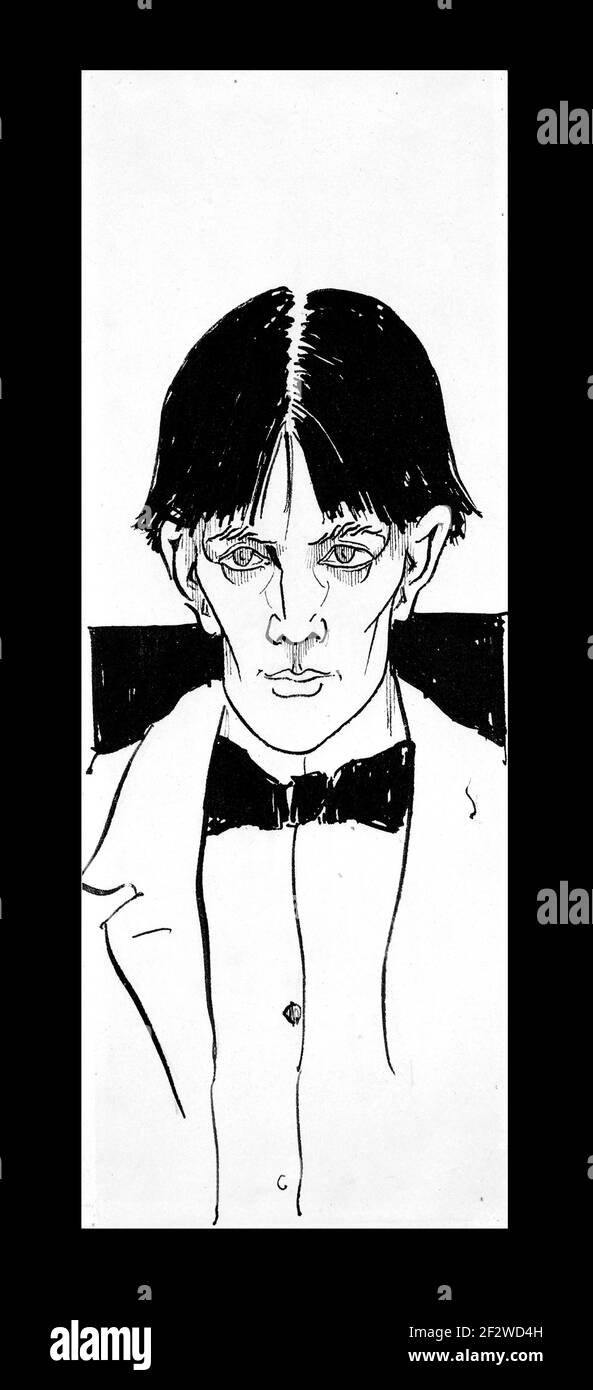 Aubrey Beardsley. Autoritratto dell'illustratore e autore inglese, Aubrey Vincent Beardsley (1872-1898), lavaggio con penna e inchiostro Foto Stock