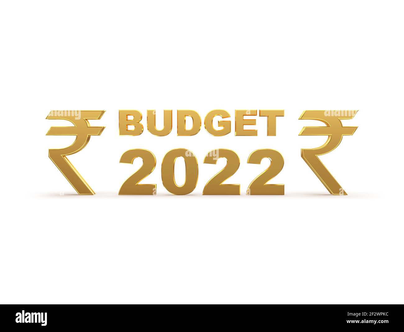 Illustrazione 3D del budget 2022 con simbolo di rupia indiana Foto Stock