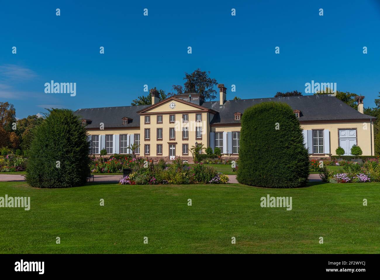 Edificio Orangerie al Parc de l'Orangerie a Strasburgo, Francia Foto Stock