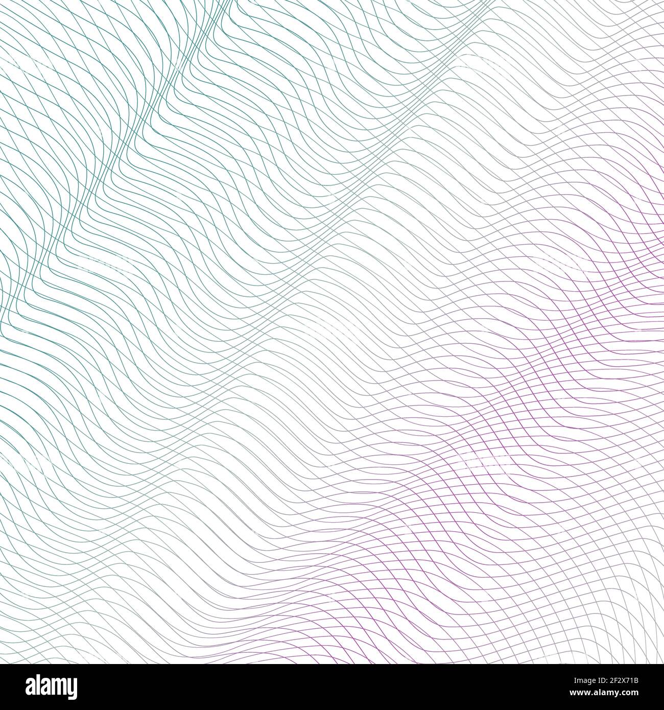 Rete squiggle colorata con tendaggi diagonali. Turchese, rosa ondeggiante linee sottili, curve. Sfondo stripato vettoriale astratto. Disegno di linea, tessuto Illustrazione Vettoriale