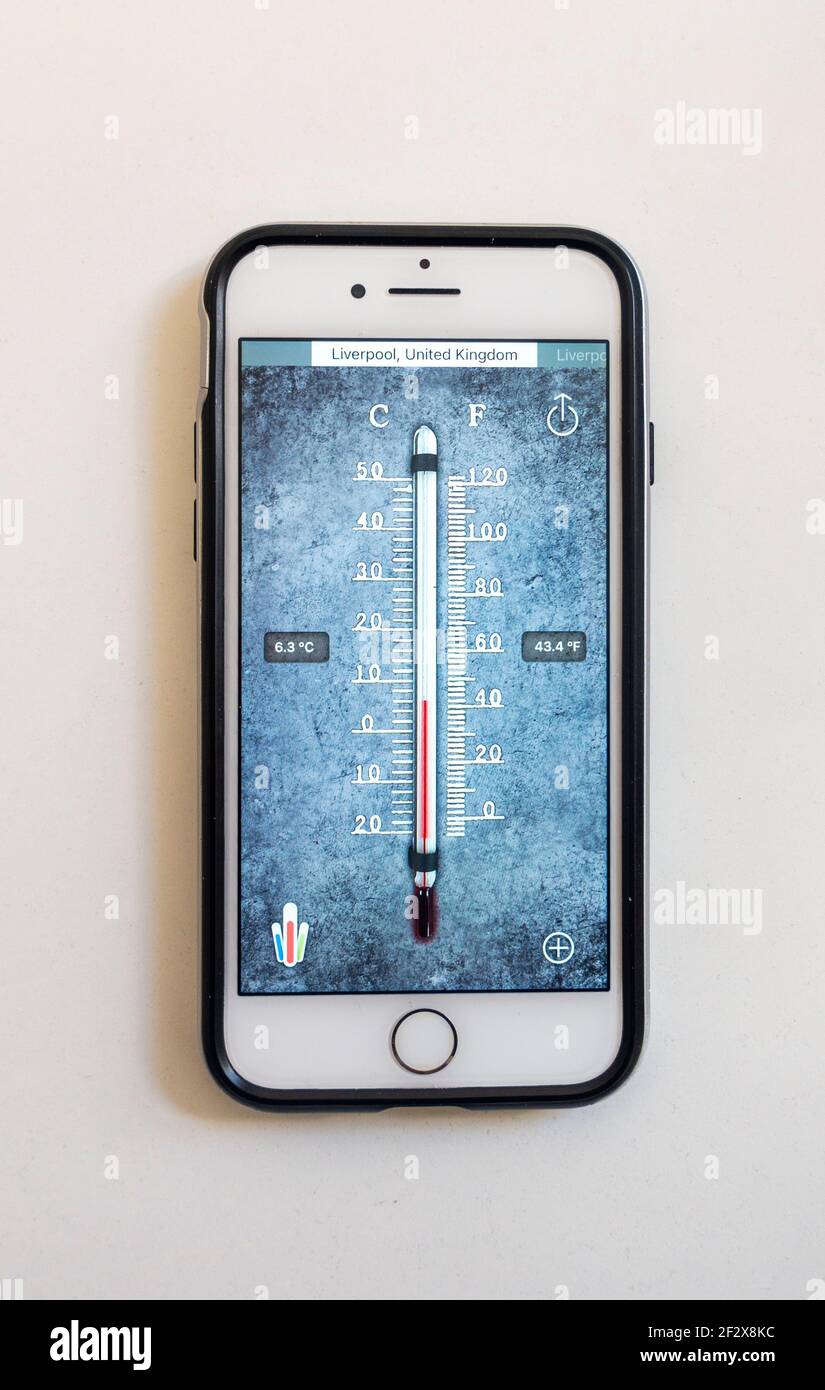 Apple iPhone mostra la temperatura locale Foto Stock