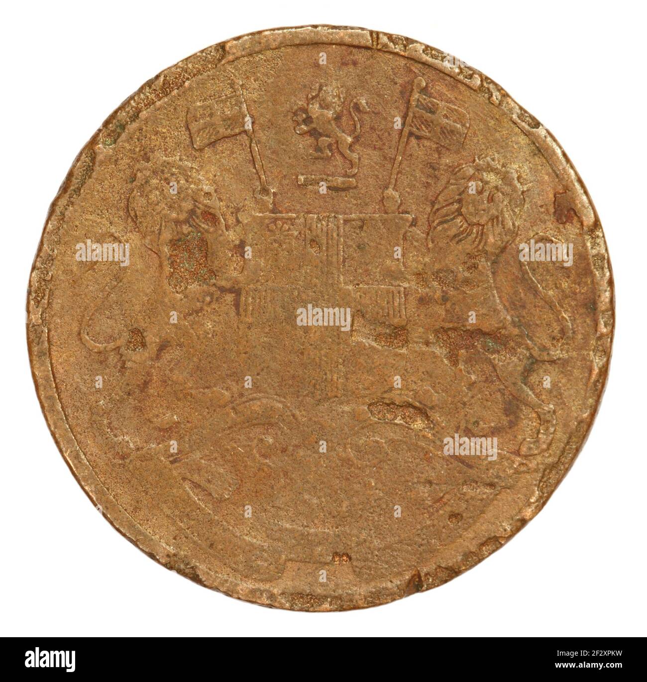Old Indian Coin della British East India Company closeup Foto Stock