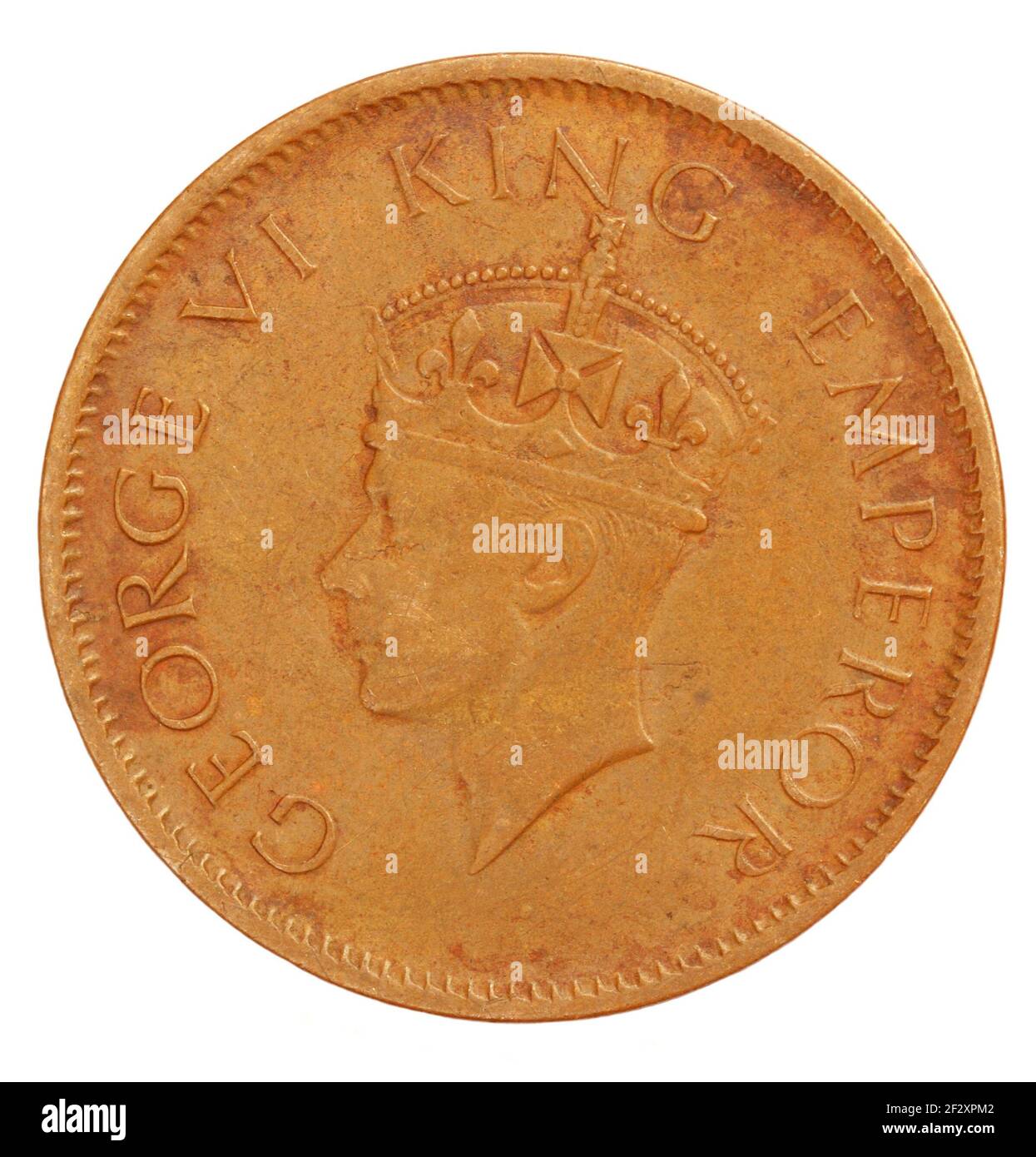 Antico indiano un quarto Anna Coin di 1941 closeup Foto Stock