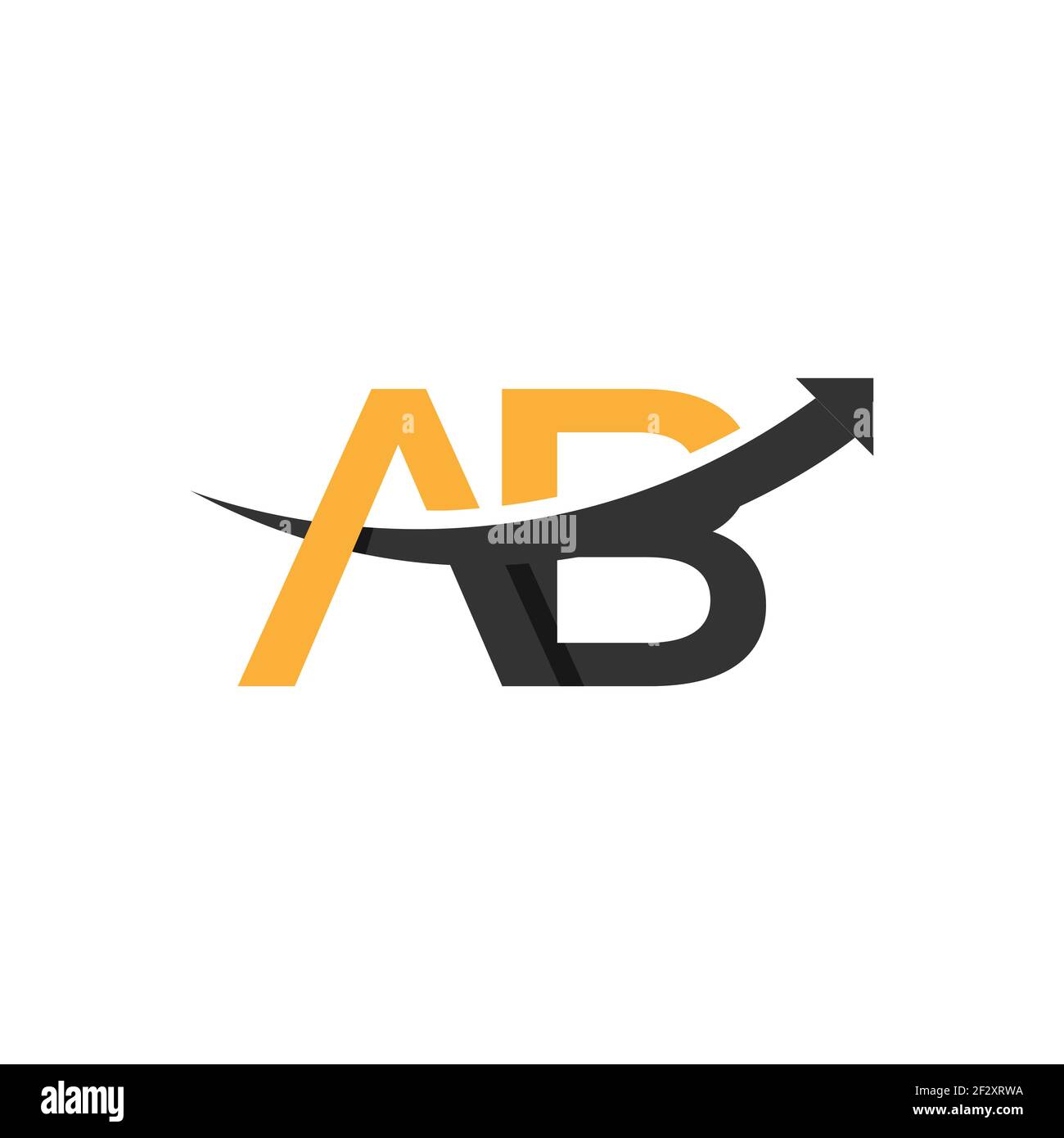 Modello vettoriale di progettazione del logo AB con lettera iniziale. Scritta tipografia logo lettera A e B con freccia su progressione logo per economico o business e fi Illustrazione Vettoriale