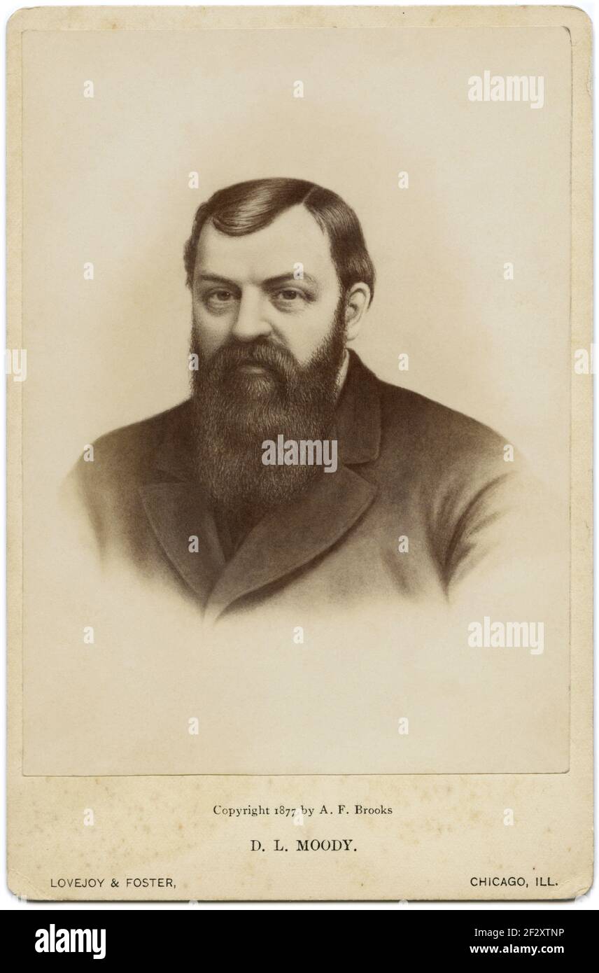 Dwight Lyman Moody (1837-1899), evangelista cristiano americano, in un ritratto del 1877 di Alden Finney Brooks. (STATI UNITI) Foto Stock