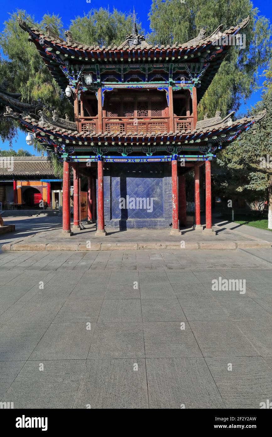 Torre del tamburo-porta al Tempio del Grande Buddha di Dapo si. Provincia di Zhangye-Gansu-Cina-1246 Foto Stock
