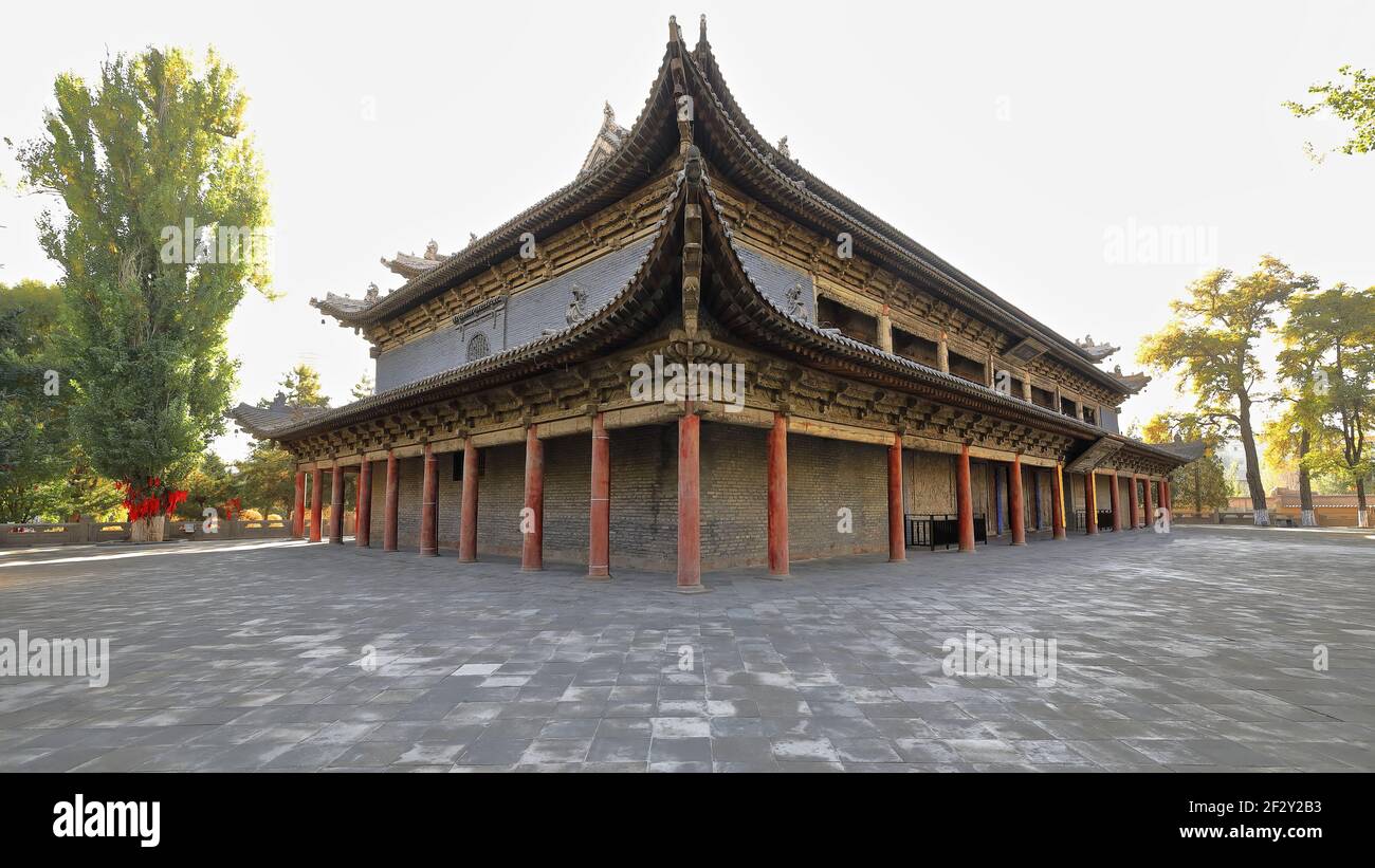 NW.Corner reclining Buddha Hall-Daho si Grande Buddha Tempio. Provincia di Zhangye-Gansu-Cina-1254 Foto Stock