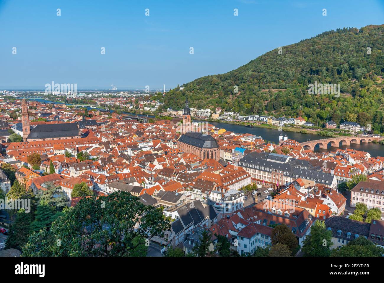 Vista aerea della città vecchia di Heidelberg, Germania Foto Stock