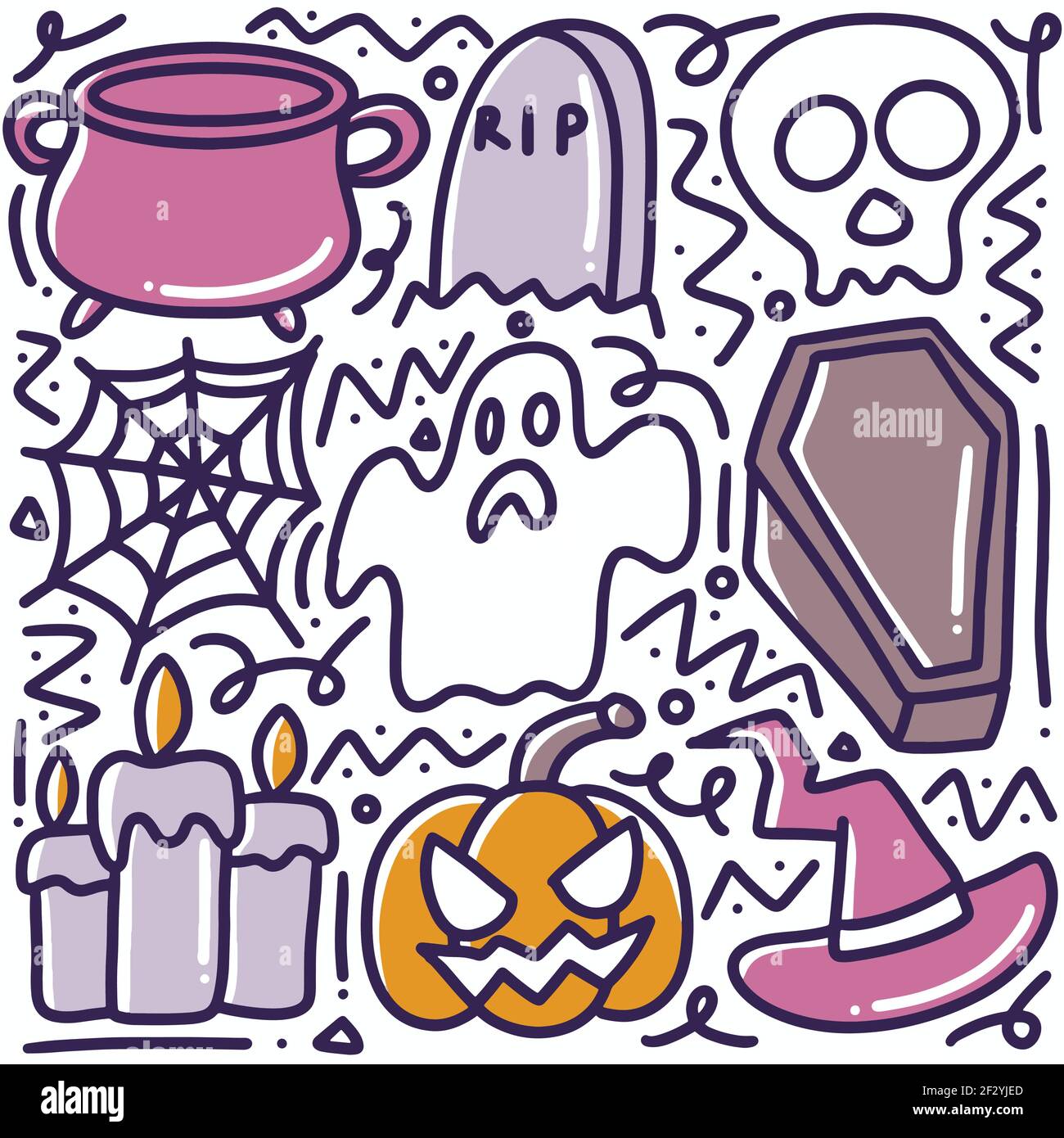 giorno di halloween doodle disegnato a mano Illustrazione Vettoriale