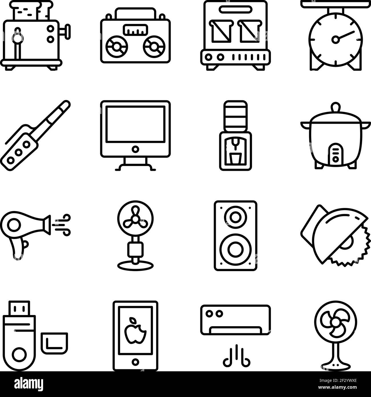 Confezione di icone lineari elettroniche Illustrazione Vettoriale