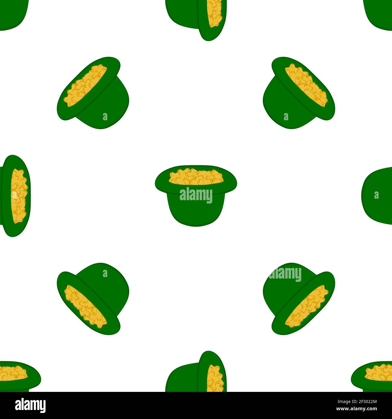 Illustrazione sul tema festa irlandese San Patrizio giorno, senza cuciture headdress cappelli. Pattern giorno di San Patrizio composto da molti cappelli identici su sfondo bianco Illustrazione Vettoriale
