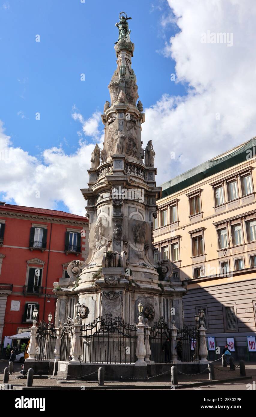 Napoli – Obelisco in Piazza del Gesù nuovo Foto Stock