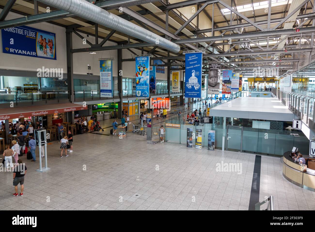 Weeze, Germania - 23 giugno 2019: Weeze Niederrhein Airport (NRN), edificio del terminal in Germania. Foto Stock
