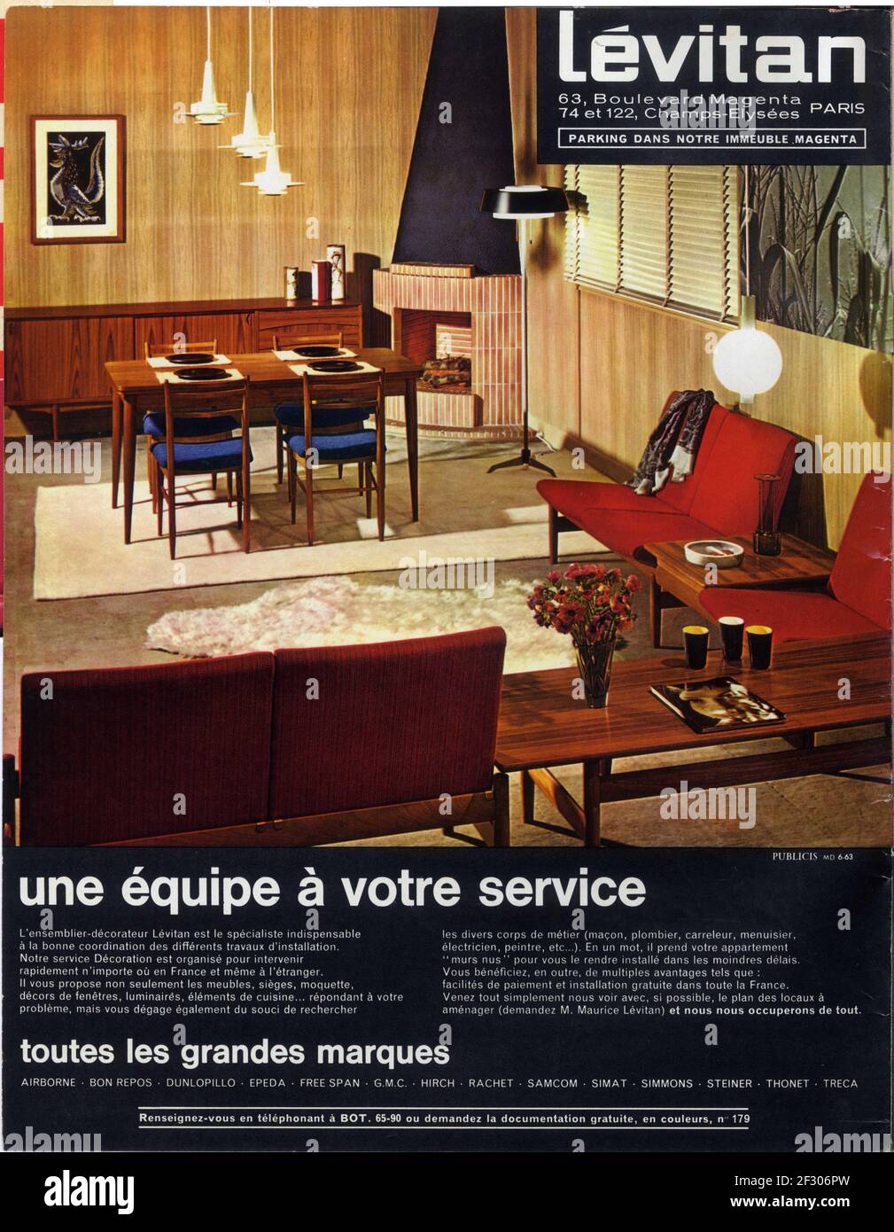 Publicité ancienne Lévitan, 1963. Servizio une équipe à votre Foto Stock