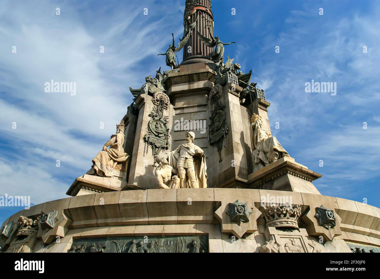 Monumento a Cristoforo Colombo a Barcellona, Spagna Foto Stock