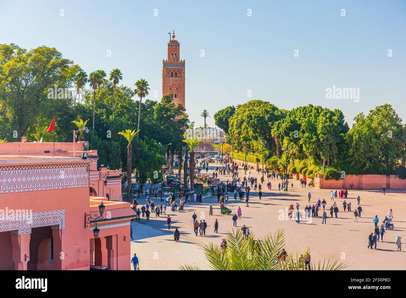 Marrakech centrale piazza Djemaa El Fna Foto Stock