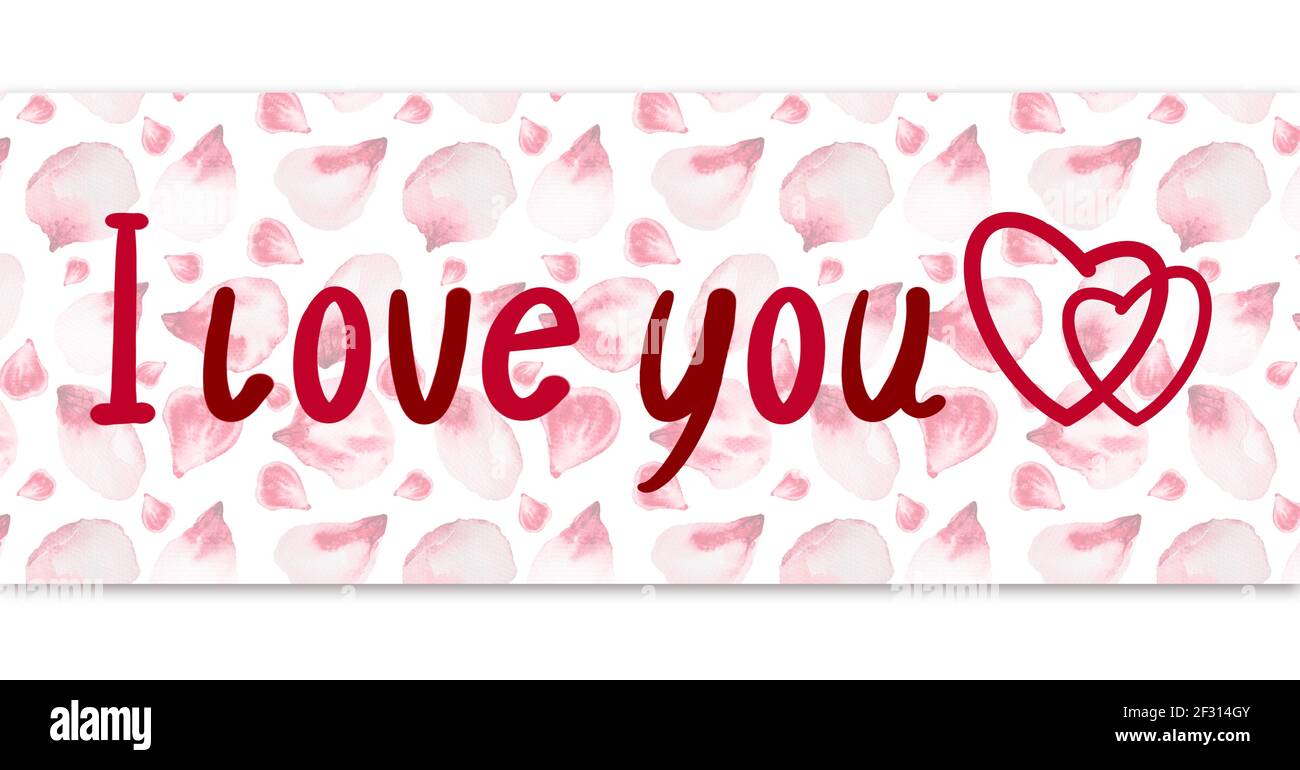 Ti amo frase fatta con un marcatore rosso su sfondo rosa. Foto Stock