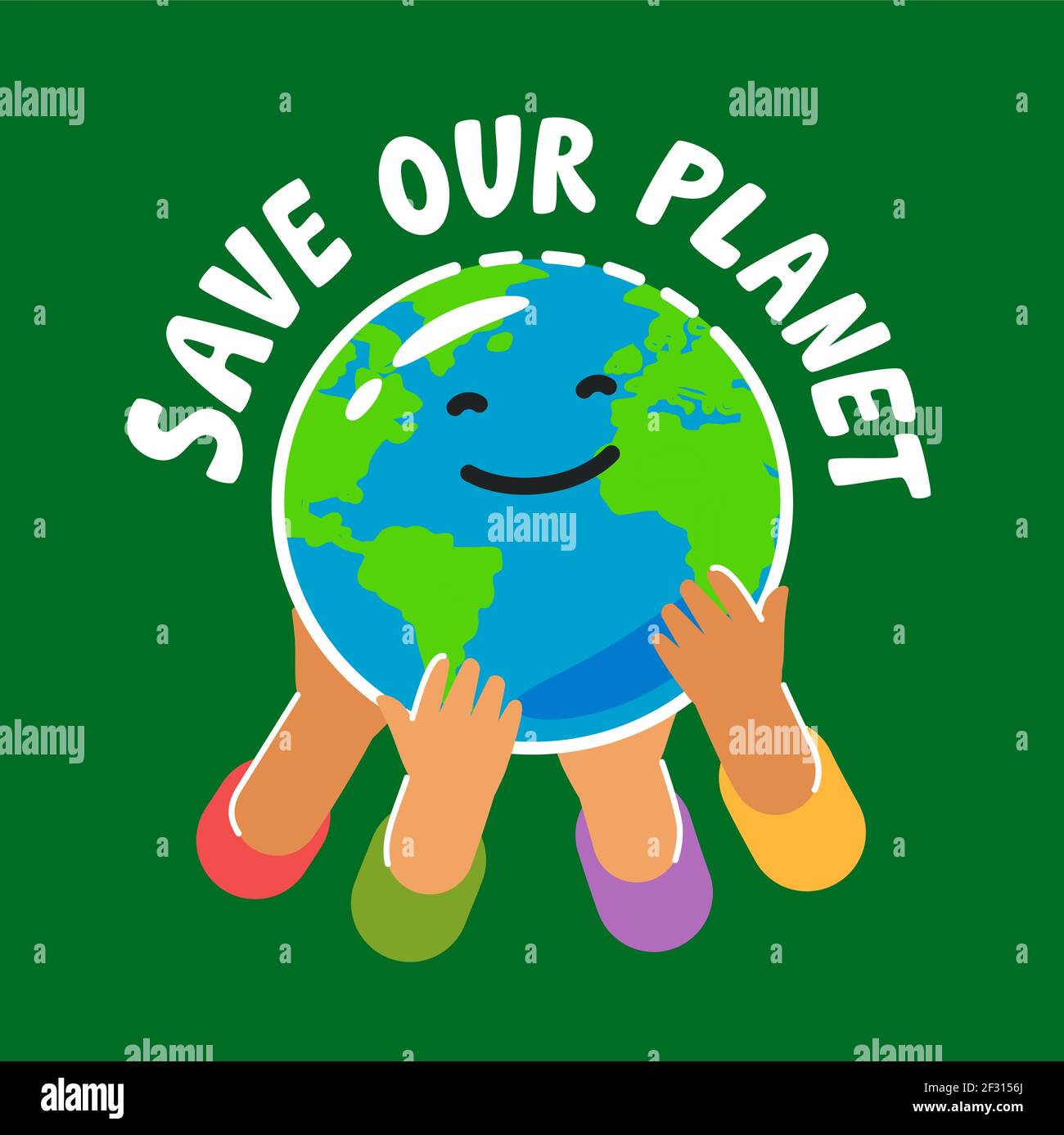 Persone che tengono il globo. Mani con terra. Illustrazione vettoriale del  poster sul concetto di ecologia Immagine e Vettoriale - Alamy