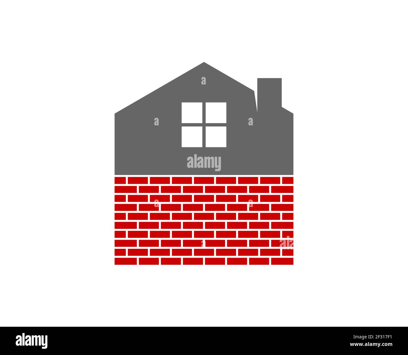 Casa con il logo di costruzione in mattoni Foto Stock