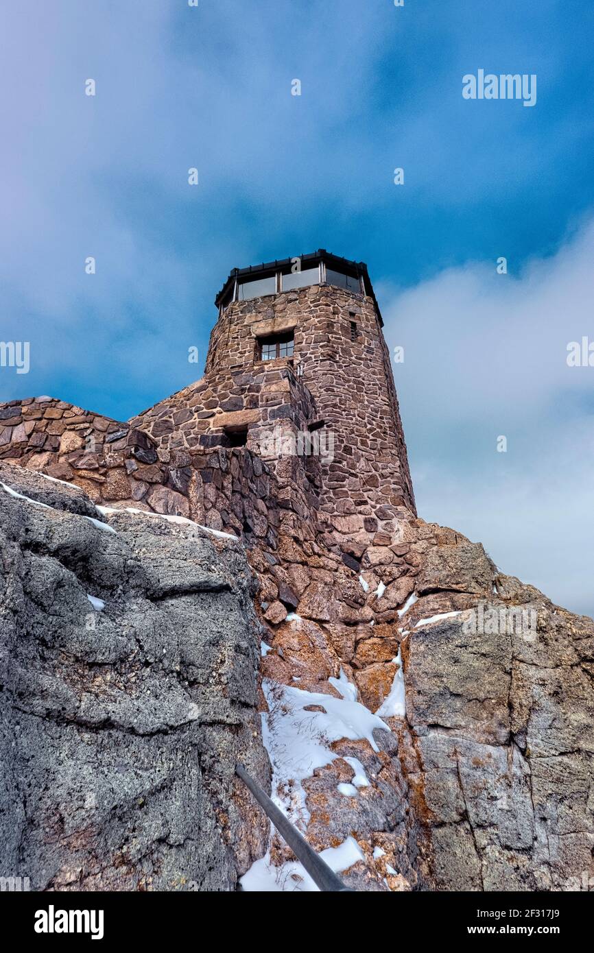 Harney Lookout in cima al Black Elk Peak, Custer state Park, South Dakota, U.S.A Foto Stock