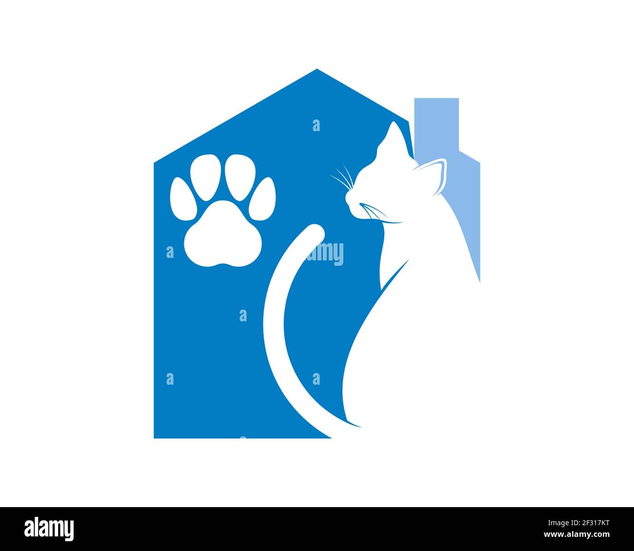 Casa per animali domestici con gatto all'interno Foto Stock