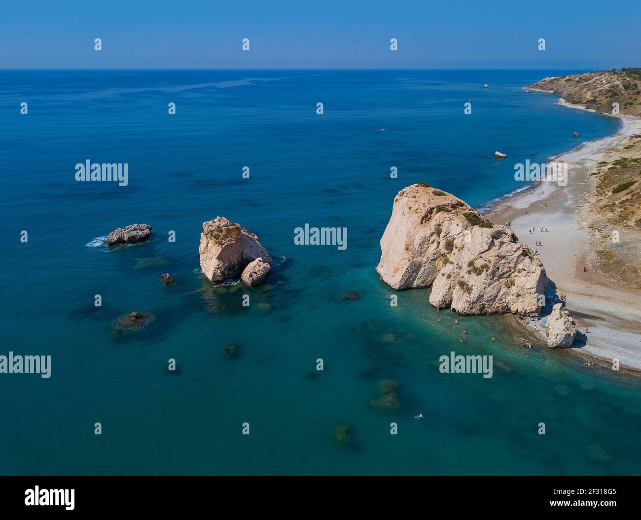 Roccia di Afrodite a Paphos Cipro - veduta aerea Foto Stock