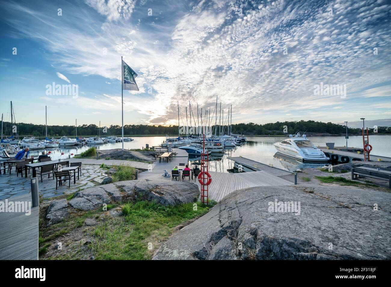 Porto sull'isola di Örö, Kemiönsaari, Finlandia Foto Stock