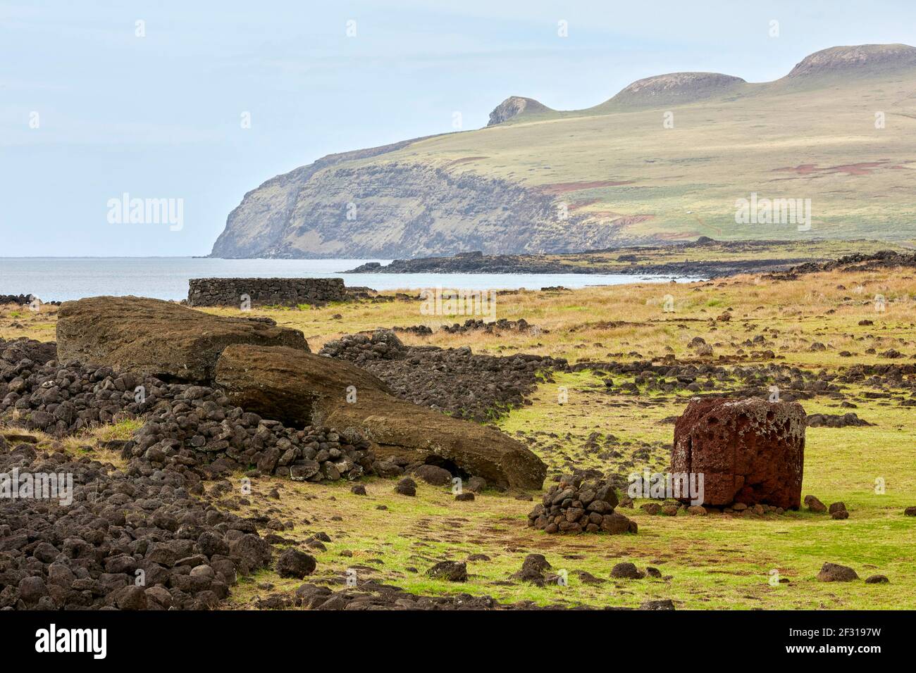 AHU te Pito Kura Moai moai in Rapa Nui Pasqua Isola Foto Stock