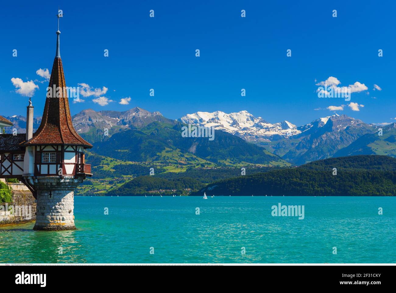 Geografia / viaggio, Svizzera, castello Oberhofen, fare, diritti-aggiuntivi-liquidazione-Info-non-disponibile Foto Stock