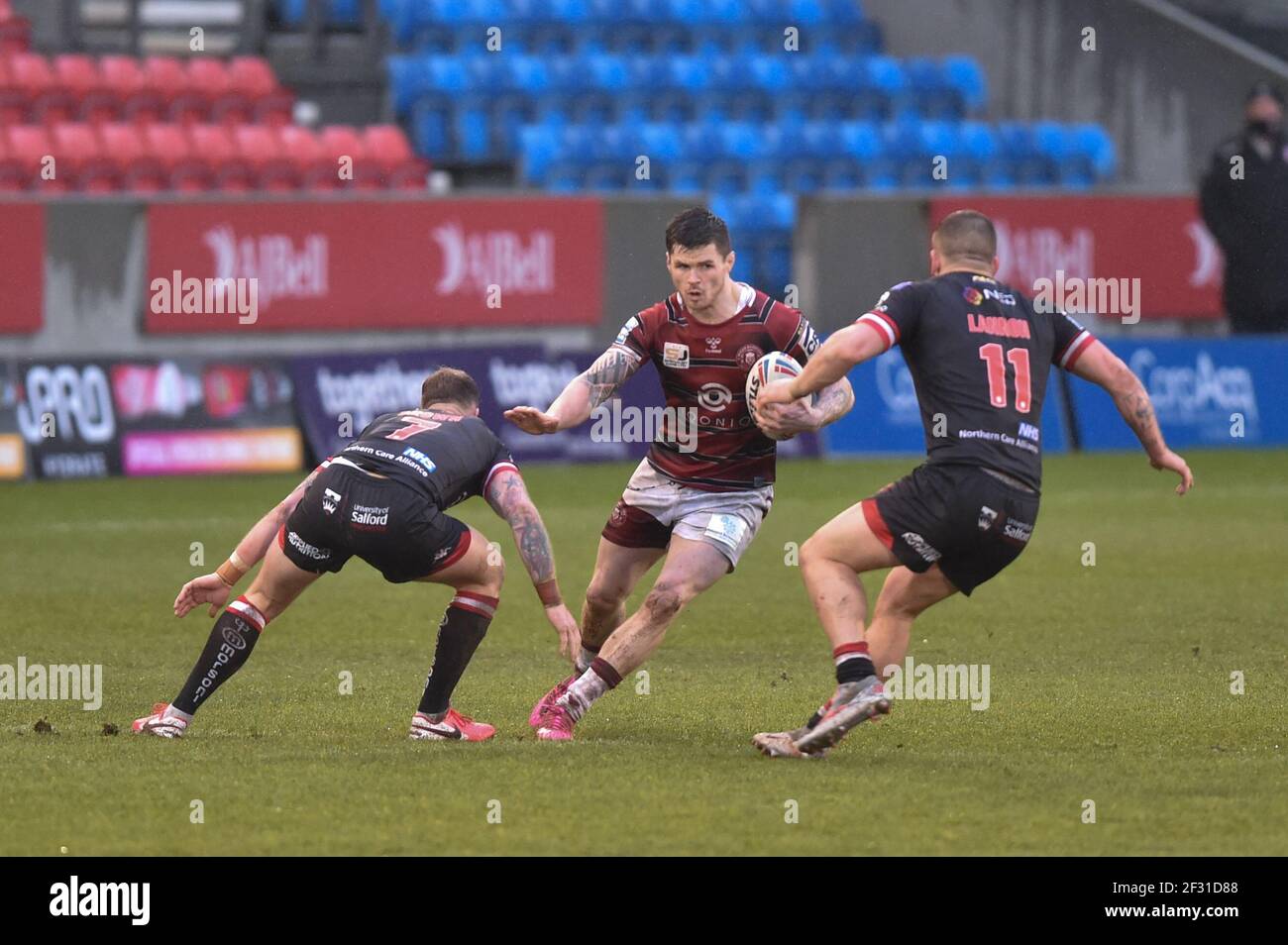 Eccles, Regno Unito. 14 Marzo 2021. John Bateman (13) di Wigan Warriors durante la partita a Eccles, Regno Unito, il 14/03/2021. (Foto di Richard Long/News Images/Sipa USA) Credit: Sipa USA/Alamy Live News Foto Stock