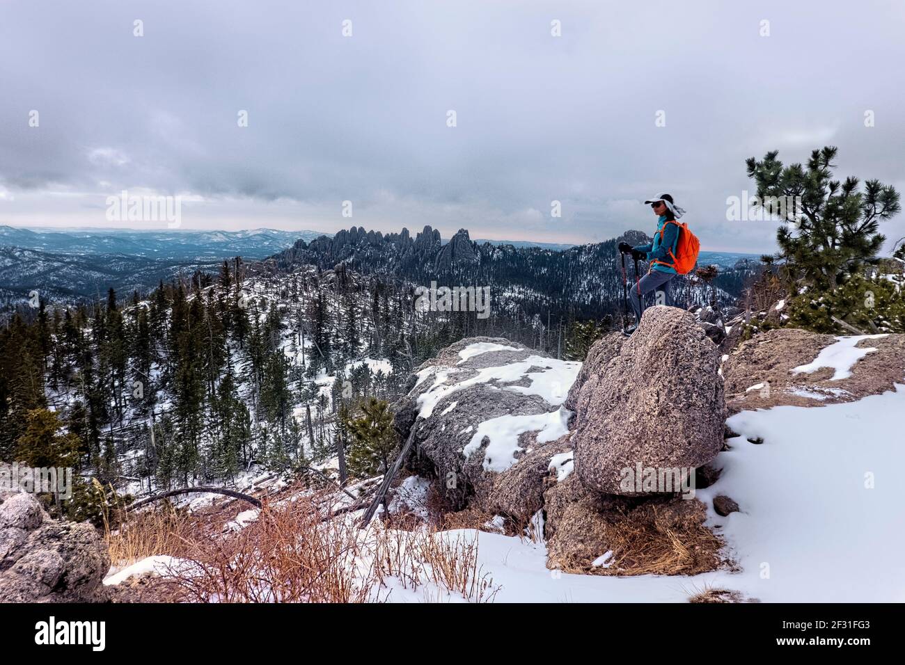 Viiew delle Black Hills dalla cima del Black Elk Peak (Harney Peak), Custer state Park, South Dakota, U.S.A Foto Stock