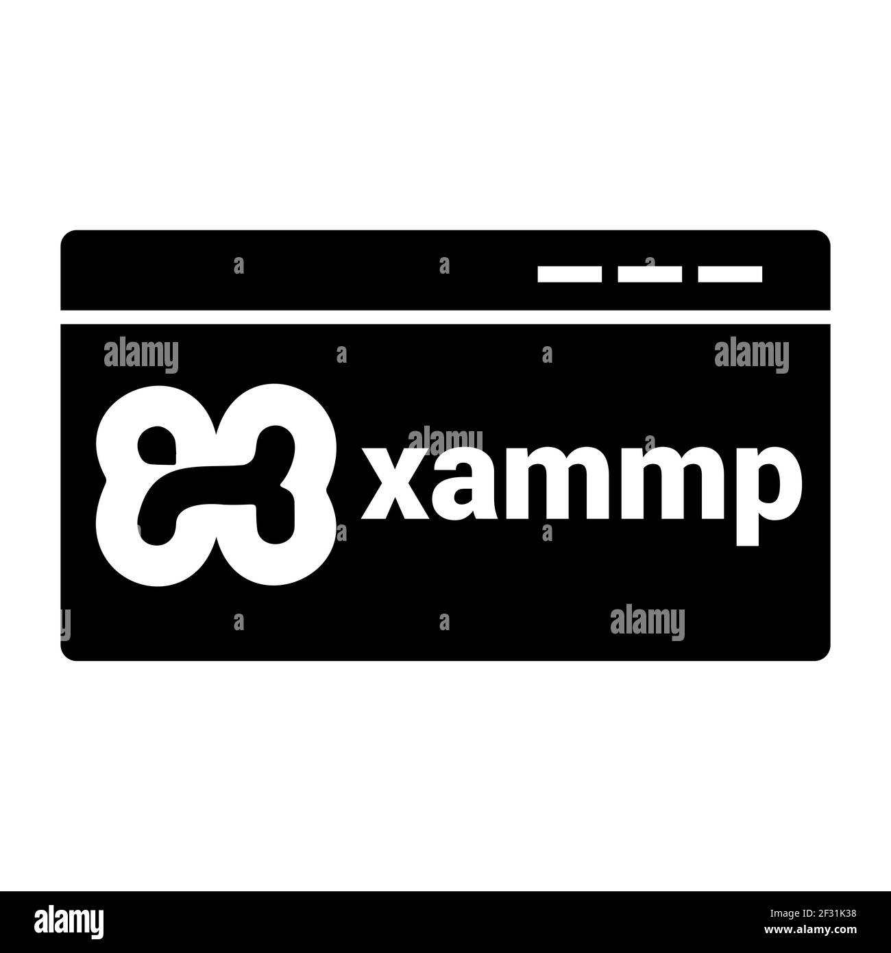 Icona Xammp isolata su sfondo bianco stile piatto. Simbolo del database per la progettazione del sito Web, il logo, l'applicazione e l'interfaccia utente. Illustrazione vettoriale Illustrazione Vettoriale