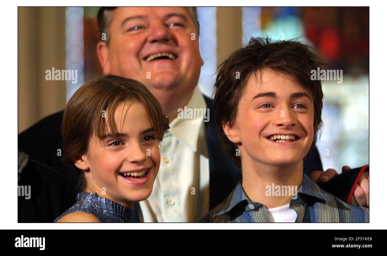 HARRY POTTER E LA CAMERA DEI SEGRETI.....fotocellula alla Guildhall, LondonRobbie Collane, Emma Watson, Daniel Radcliffe, Rupert Grint e Jason Isaacs, cast di .... pic David Sandison 25/10/2002 Foto Stock