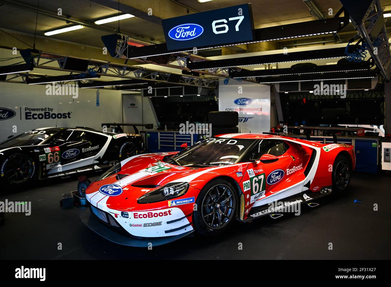 67 PRIAULX Andy (gbr), TINCKNELL Harry (gbr), BOMARITO Jonathan (USA), Ford GT team Ford chip Ganassi team UK, ambientazione durante la 24 giornata di test 2019 ore di le Mans, il 2 giugno sul circuito di le Mans, Francia - Foto Julien Delfosse / DPPI Foto Stock