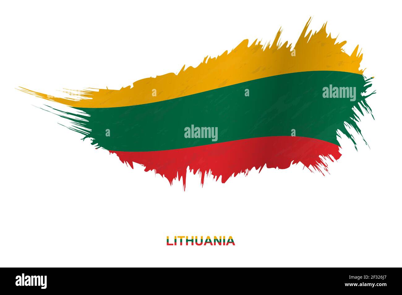 Bandiera della Lituania in stile grunge con effetto ondulato, vettore grunge pennello colpo flag. Illustrazione Vettoriale