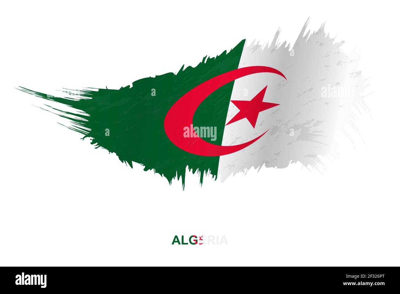 Bandiera di Algeria in stile grunge con effetto ondulato, vettore grunge pennello colpo flag. Illustrazione Vettoriale