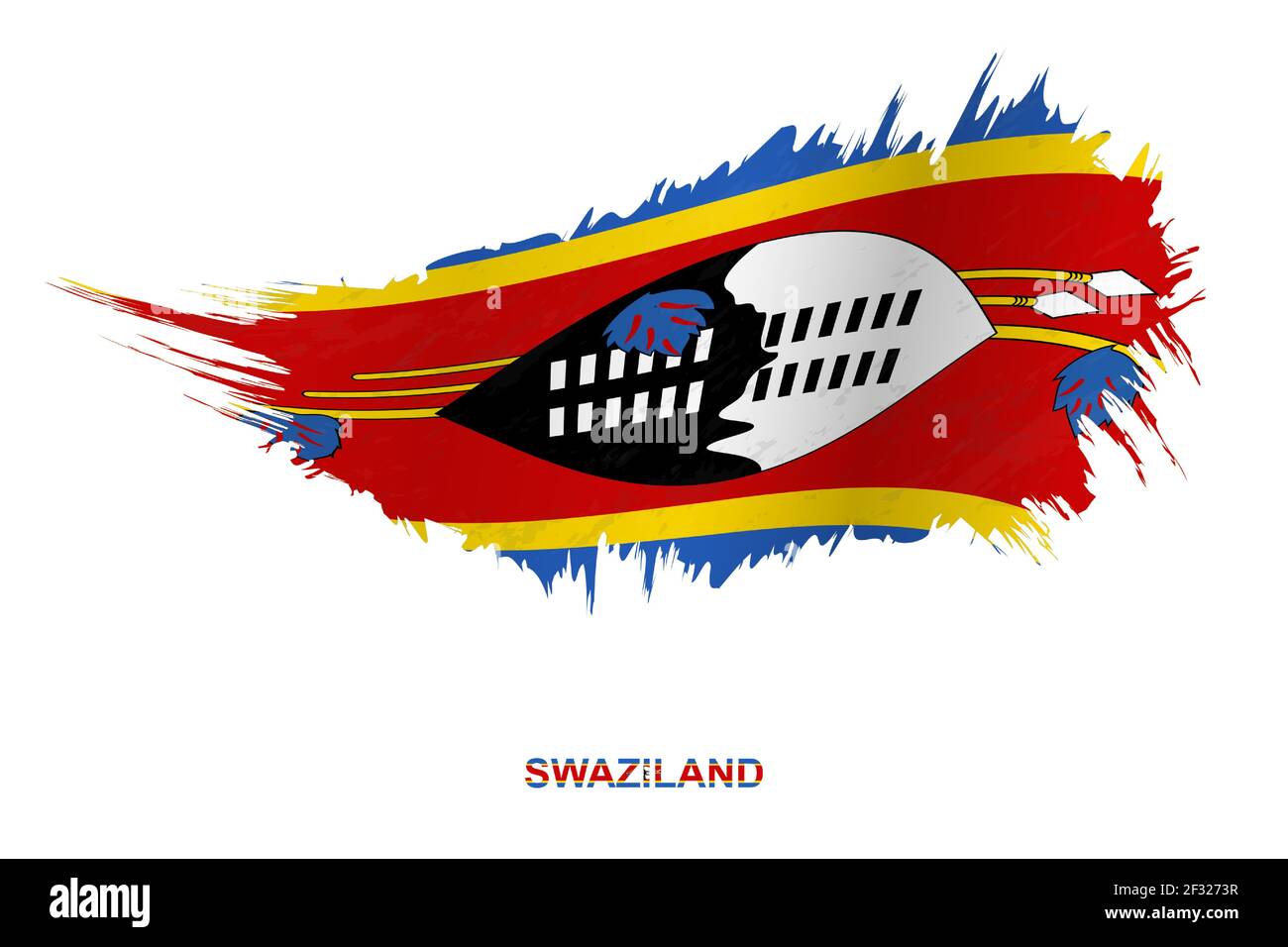 Bandiera dello Swaziland in stile grunge con effetto ondulato, vettore grunge pennello colpo flag. Illustrazione Vettoriale